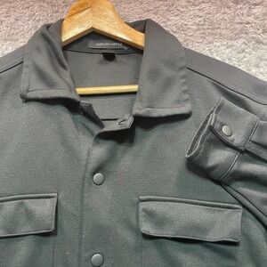 Mercer+Mettle Mens Double Knit Snap Front Shirt Jacket Black MM3012 Size M